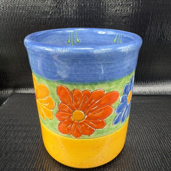 Hand Made RedWare Pottery Coffee Mug Cup With Daisy Flowers Hand Crafted Mug Cup - Picture 10 of 11